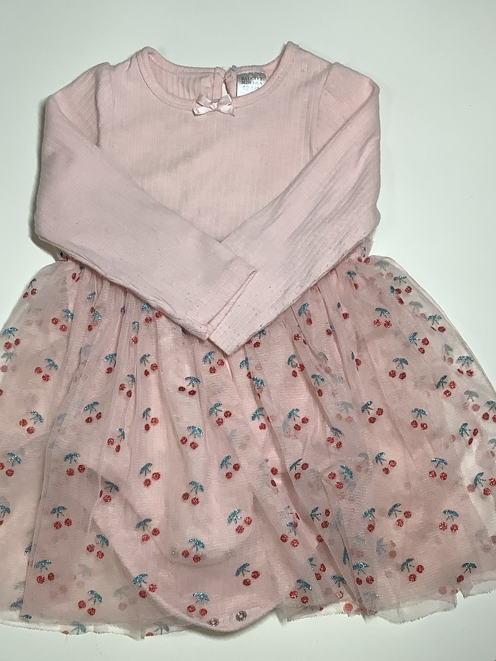 Lot of 3: Badgley Mischka Onesie Dress~Hello Baby UK & Carters LS TOPS SZ 12-18